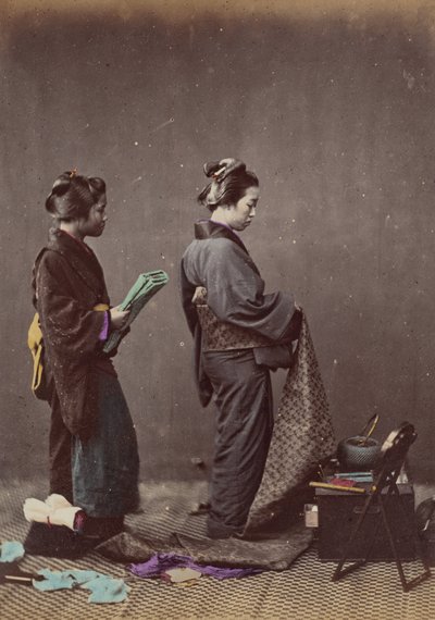 Poniéndose el Obi o Faja, 1868 de Felice Beato