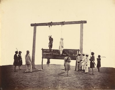 Dos Sepoys de la 31ª Infantería Nativa, Que Fueron Ahorcados en Lucknow, 1857 de Felice Beato