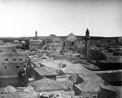 Vista de la Iglesia del Santo Sepulcro y la Piscina de Ezequías, Jerusalén, 1857 de Felice Beato