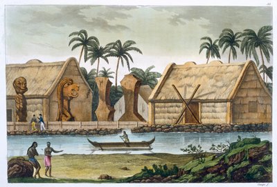Tumba de Tamahamah en Kaiakakooa, Islas Sandwich, c. 1820-1839 de Felice Campi