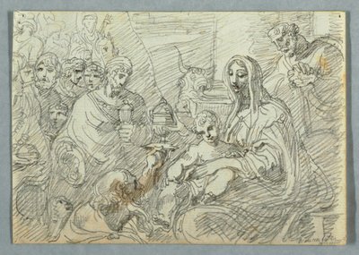 Adoración de los Magos estudio después de Lodovico Carracci de Felice Giani