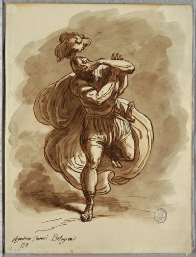Soldado ciego, detalle de la Conversión de San Pablo, estudio después de Agostino Carracci de Felice Giani