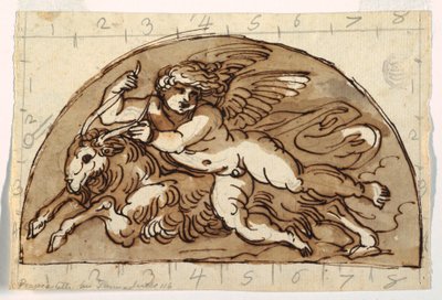 Capricornio, Luneta para el techo de la Sala Ottagonale, Palazzo Milzetti, Faenza de Felice Giani