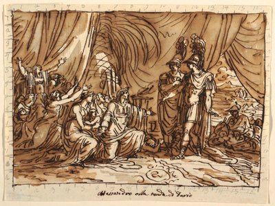 Diseño de techo, Alejandro y la Familia de Darío, la Clemencia de Alejandro, Sala di Alessandro, Palazzo Naldi, Faenza de Felice Giani