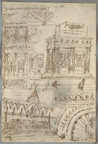 Estudio decorativo; Verso: Estudios anatómicos de cabezas de Felice Giani