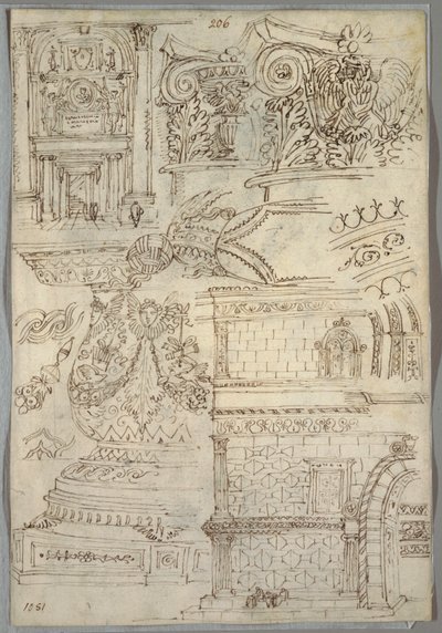 Estudio Decorativo; Verso: Estudio Anatómico de Felice Giani