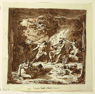 Diseño para telón de escenario: Apolo y Marsias, Palazzo Conti-Sinibaldi, Faenza de Felice Giani