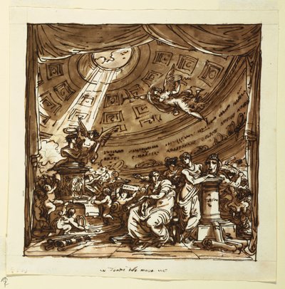 Diseño para telón de escenario: Templo de la fama de Felice Giani