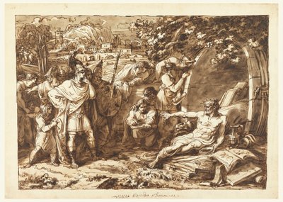 Dibujo, Alejandro Magno y Diógenes, 1820-22 de Felice Giani