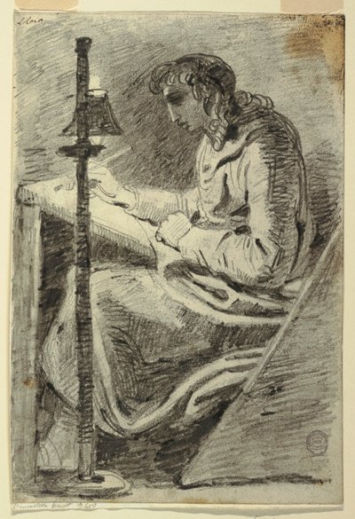 Dibujo, Un artista dibujando a la luz de las lámparas, 1800-1820 de Felice Giani