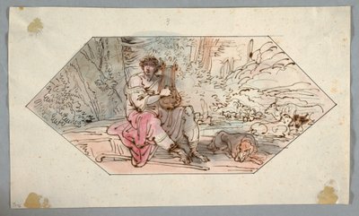Dibujo, Apolo guarda los rebaños [o manadas] del rey Admetus, 1780-1800 de Felice Giani