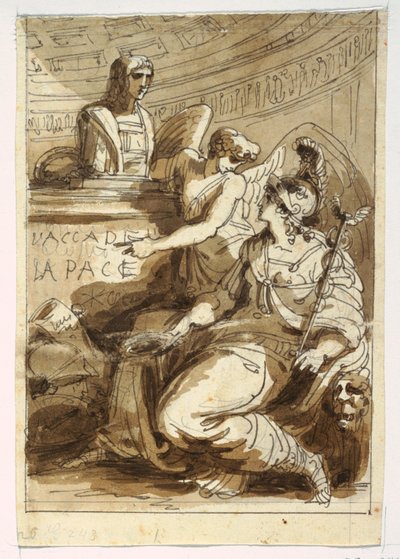 Dibujo, Monumento para una Accademia della Pace, 1810-20 de Felice Giani