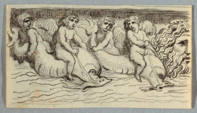 Friso con delfines y putto de Felice Giani