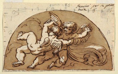 Géminis, Luneta para el techo, Sala Ottagonale, Palazzo Milzetti, Faenza de Felice Giani