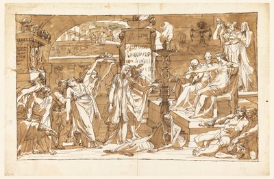 Hades; Perséfone en el inframundo (Ofrenda a Proserpina) de Felice Giani