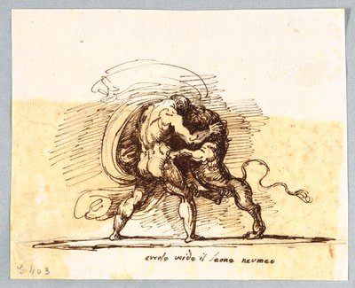 Hércules y el León de Nemea de Felice Giani