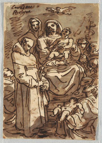 Santísima Trinidad con el Cristo muerto en gloria después de Palma Giovane; Adoración de los Magos, Estudio después de Lodovico Carracci de Felice Giani