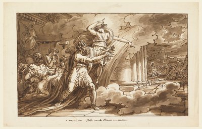 Iris anima a Príamo a suplicar el cuerpo de Héctor a Aquiles de Felice Giani