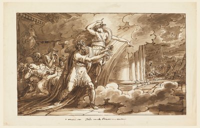 Iris Anima a Príamo a Rogar el Cuerpo de Héctor a Aquiles de Felice Giani