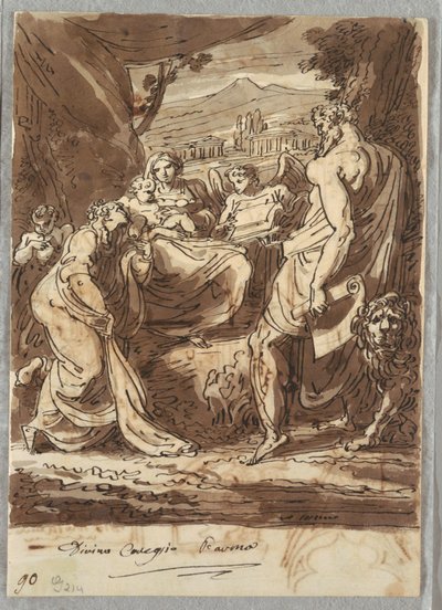 La Madonna y el Niño, San Jerónimo, María Magdalena y ángeles, después de Correggio de Felice Giani