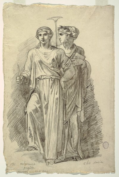 Melpómene, Musa de la Tragedia y Clío, Musa de la Historia de Felice Giani