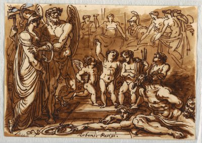 Minerva y un dios alado de Felice Giani