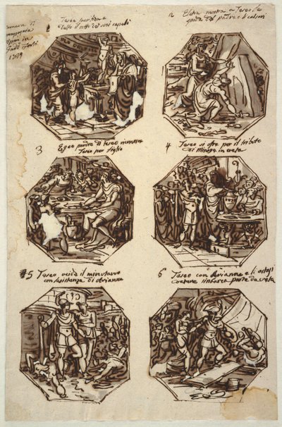 Seis temas de Teseo para el Palazzo Gaddi, Forli de Felice Giani