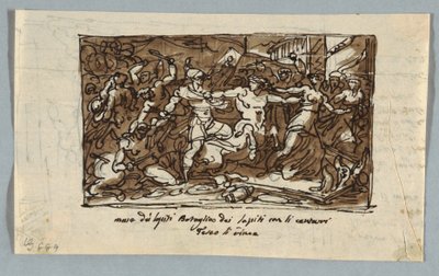 Página de cuaderno de bocetos: Batalla de los centauros y los lapitas de Felice Giani