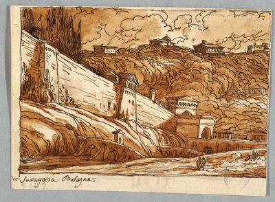 Página de Cuaderno de Bocetos, Folio 57: Estudio después de Porta di Saragossa en Bolonia; Verso, Detalles Arquitectónicos de Felice Giani