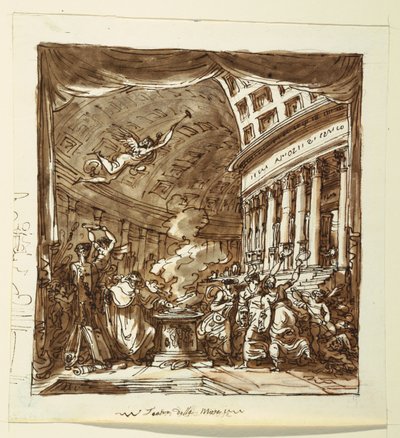 Diseño de escenario: Cortina, El taller de Apolo de Felice Giani