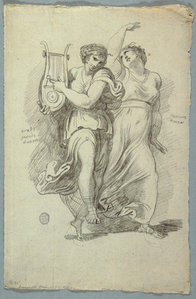 Terpsícore, musa de la danza y Erato, musa de la poesía amorosa de Felice Giani