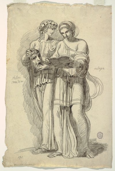 Thalia, Musa de la Comedia y Calíope, Musa de la Poesía Épica de Felice Giani