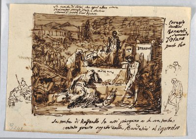 Las artes llorando en la tumba de Rafael de Felice Giani