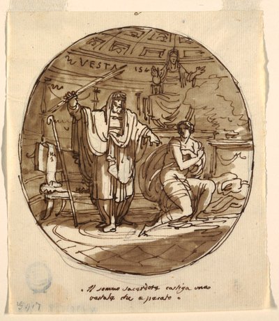 El Sumo Sacerdote Castiga a una Virgen Vestal, Sala de Numa Pompilio, Palazzo Milzetti, Faenza de Felice Giani