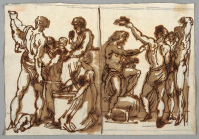 El juicio de Salomón; El desollamiento de Marsias de Felice Giani