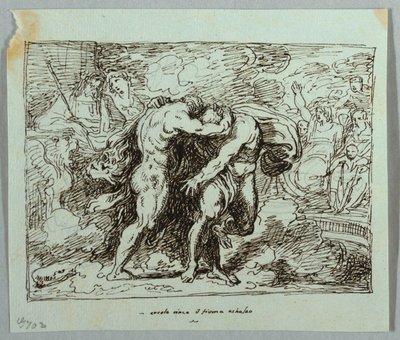 La lucha entre Hércules y el dios del río Aqueloo de Felice Giani
