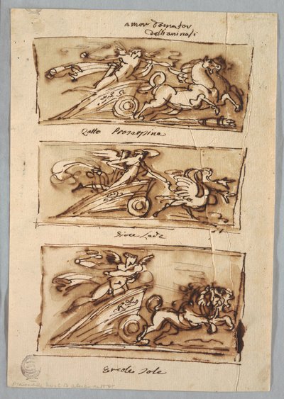 Tres paneles con cupidos de Felice Giani