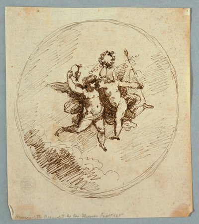 Dos putti voladores con atributos de Dionisio de Felice Giani
