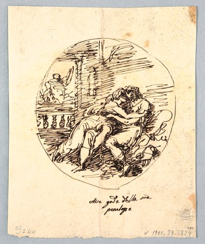 Ulises y Penélope abrazándose de Felice Giani