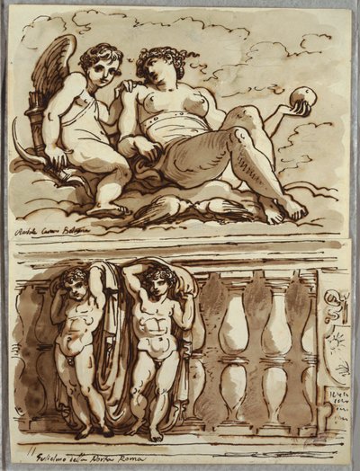 Venus y Cupido, Estudio después de Annibale Carracci de Felice Giani