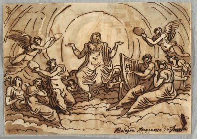Virgen ascendiendo con concierto de ángeles de Felice Giani