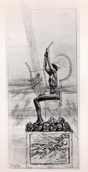 La Gran Lira, frontispicio de Poemas de Stephane Mallarme (1842-98) de Félicien Rops