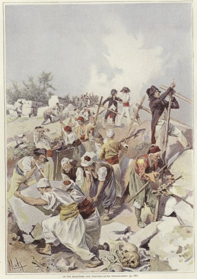 Soldados y civiles construyendo una barricada de Felicien baron de Myrbach Rheinfeld