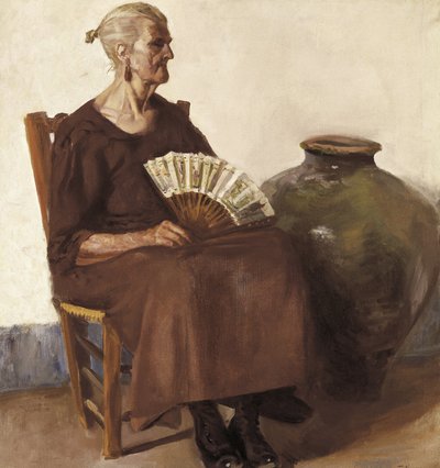 Mujer sentada, siglo XX (óleo sobre lienzo) de Felipe Abarzuza y Rodriguez de Arias