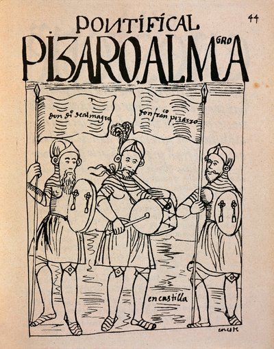 Retratos de Francisco Pizarro y el teniente Diego de Almagro antes de la expedición a Perú de Felipe Huaman Poma de Ayala
