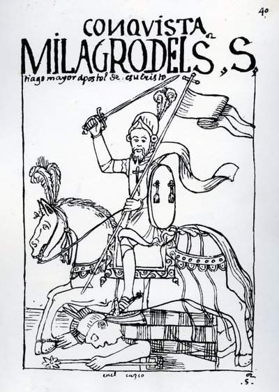 La intervención milagrosa de Santiago Apóstol en la conquista de las Américas de Felipe Huaman Poma de Ayala