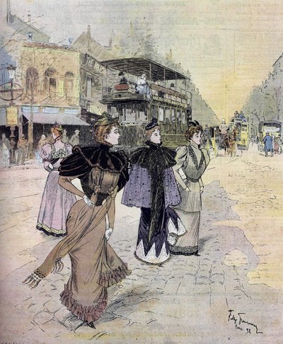 Grandes bulevares en París en abril. Después de la acuarela de Felix Fournery (1865-1938) 1893 de Felix (after) Fournery