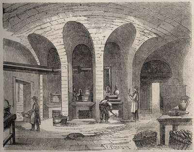 París - Prisión de la Petite Roquette (prisión para mujeres y adolescentes) - Las Cocinas - Grabado por después de Félix Thorigny - en Le Monde Illustré de julio de 1865 de Felix (after) Thorigny