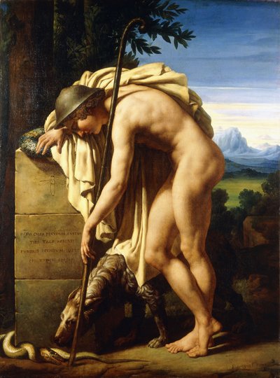 Un pastor llorando sobre una tumba erigida a un mosquito, 1808 de Felix Boisselier