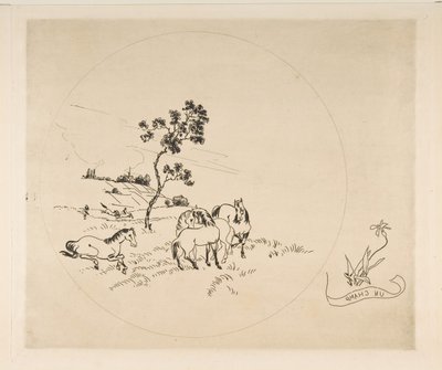 Decoración para un plato: Un campo, 1870 de Felix Bracquemond